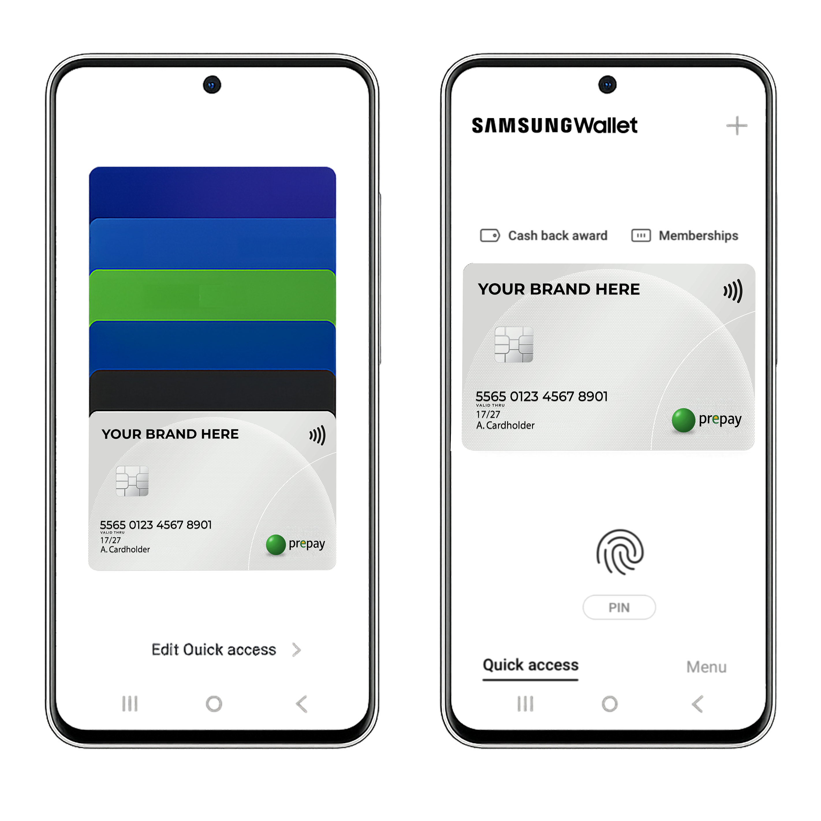 Samsung Wallet showing Prepay virtual payout card